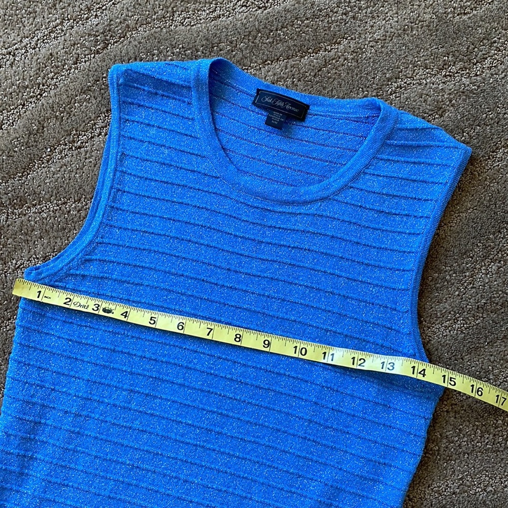 Saks Fifth Avenue made in Italy gorgeous metallic blue wool tank & cardigan set - Picture 5 of 10